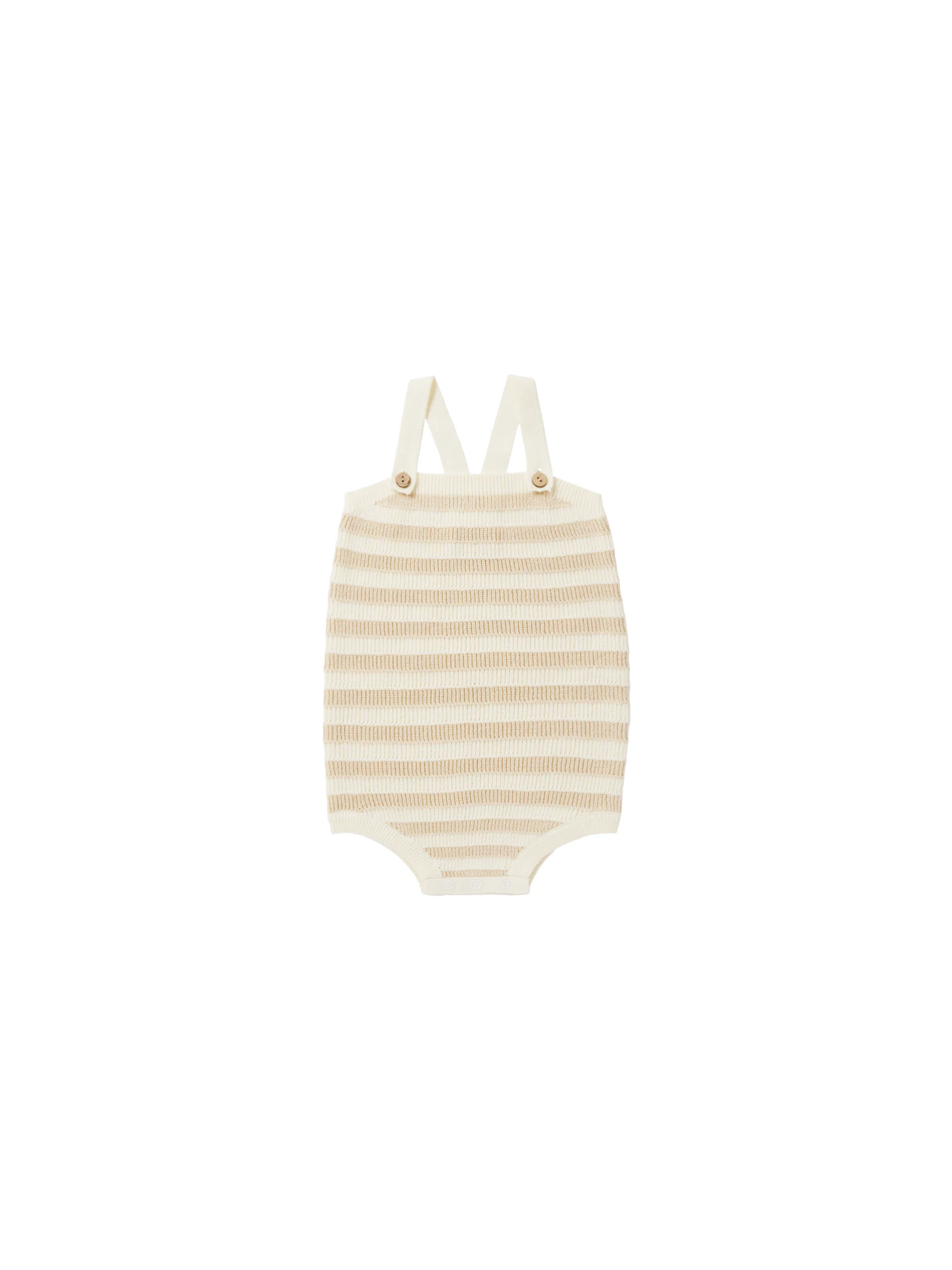 knit baby romper || sand stripe