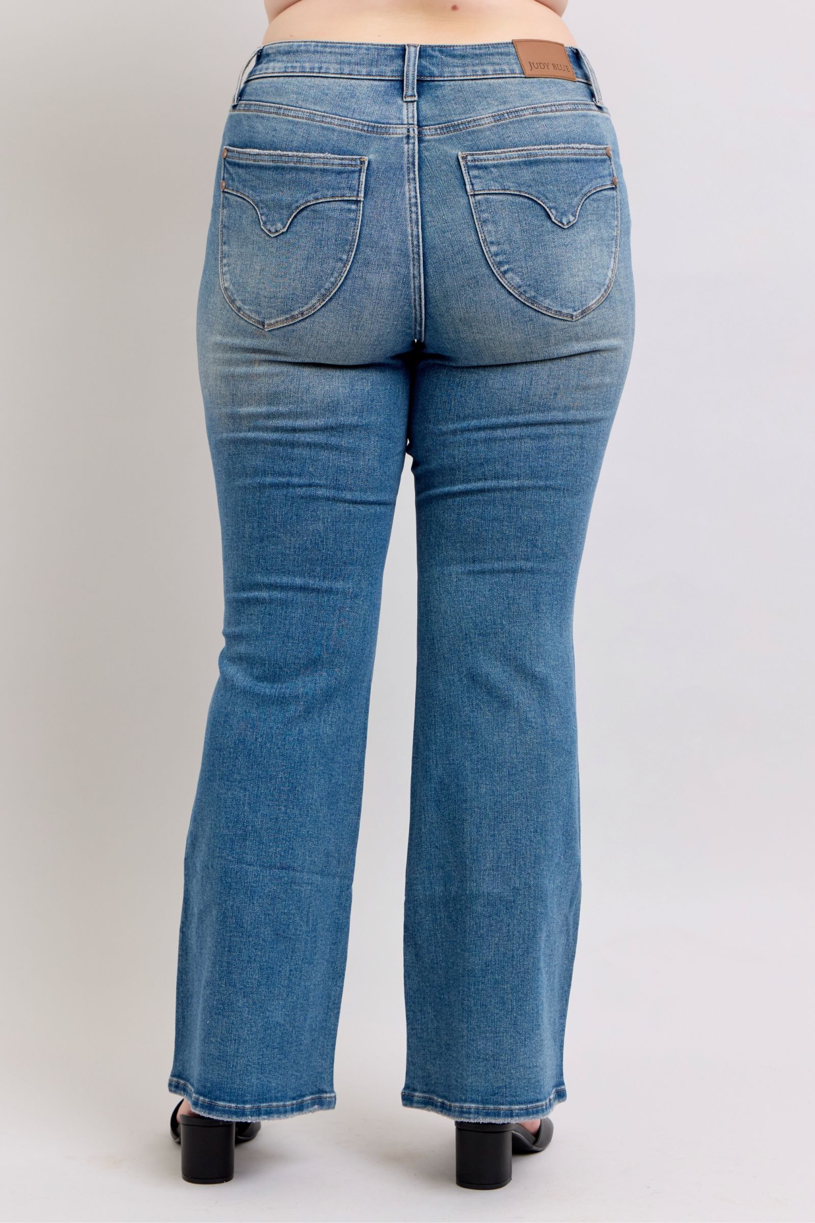 Blue Full Size Tummy Control Vintage Wash Jeans