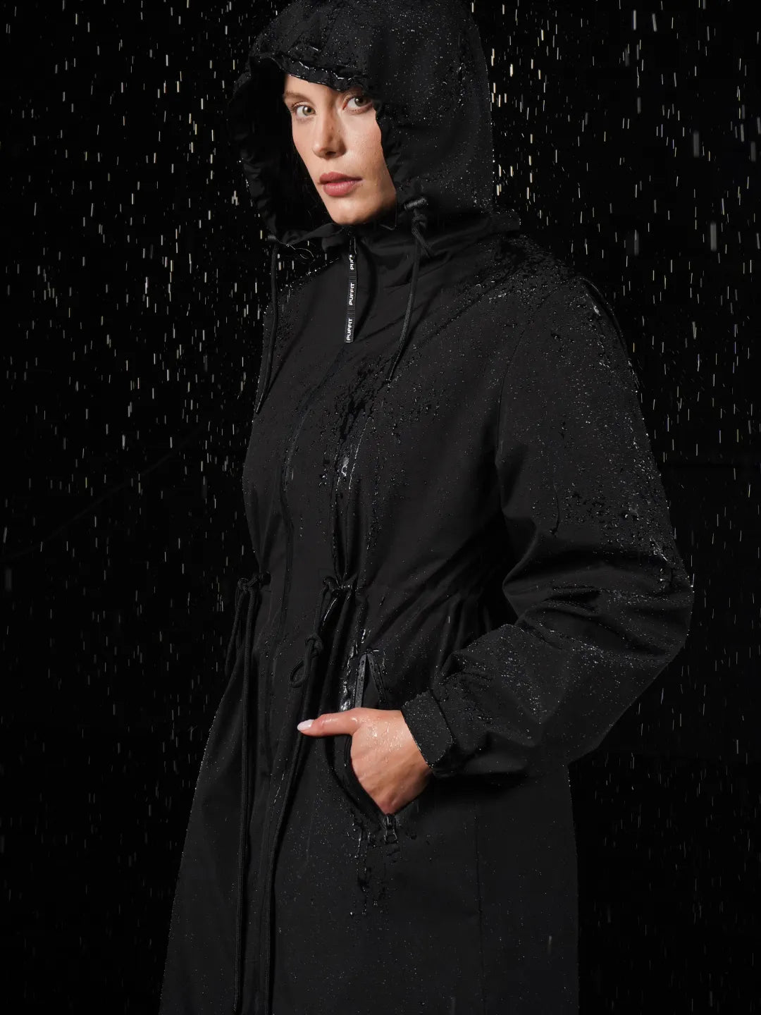 Long Line Waterproof Raincoat With Warmer brushed lining