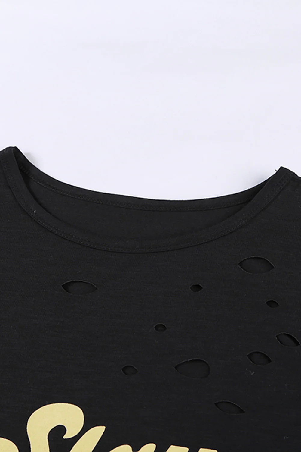 Stay Golden Distressed Crew Neck Pattern T-shirt