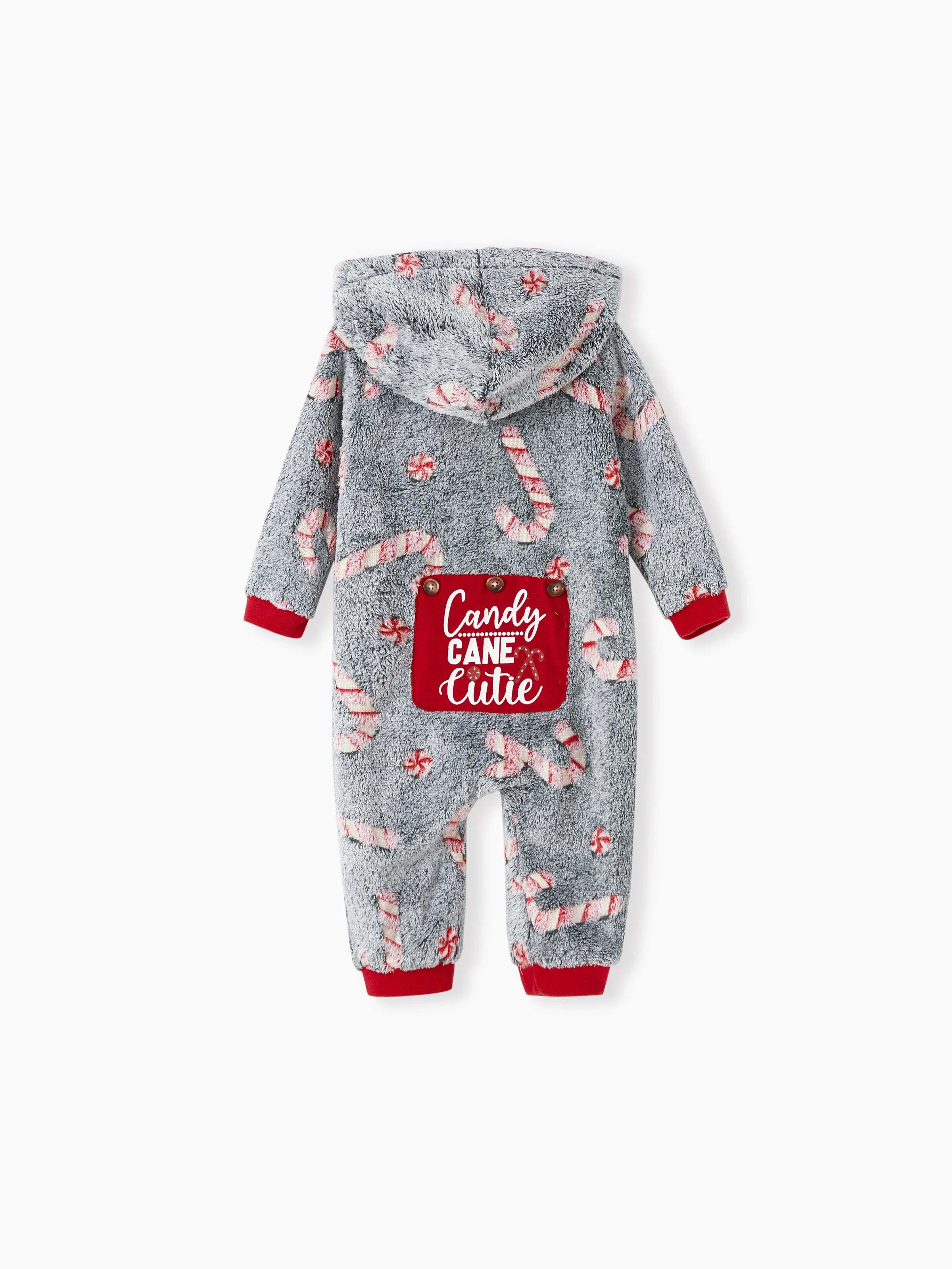 Onesies Pajamas Matching Christmas Outfits Candy Cane Pattern (Glow in the Dark) with Christmas Socks Black