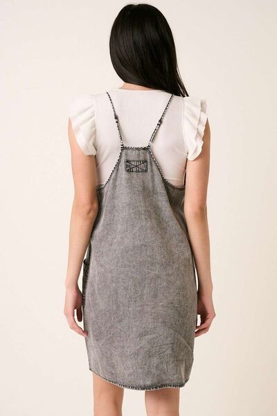 Washed Patch Pocket Mini Cami Denim Dress