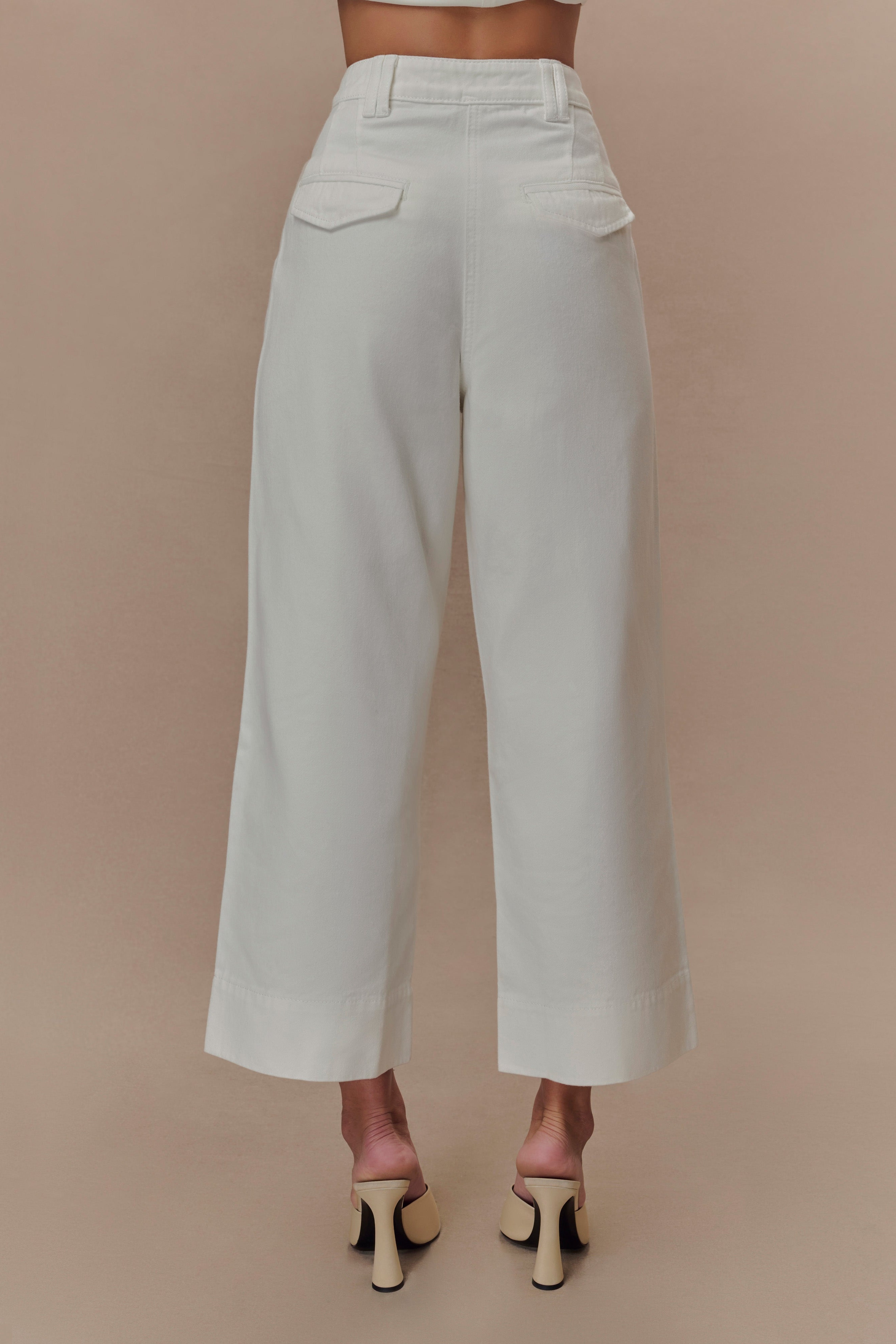 White Cropped Wide Leg Jeans