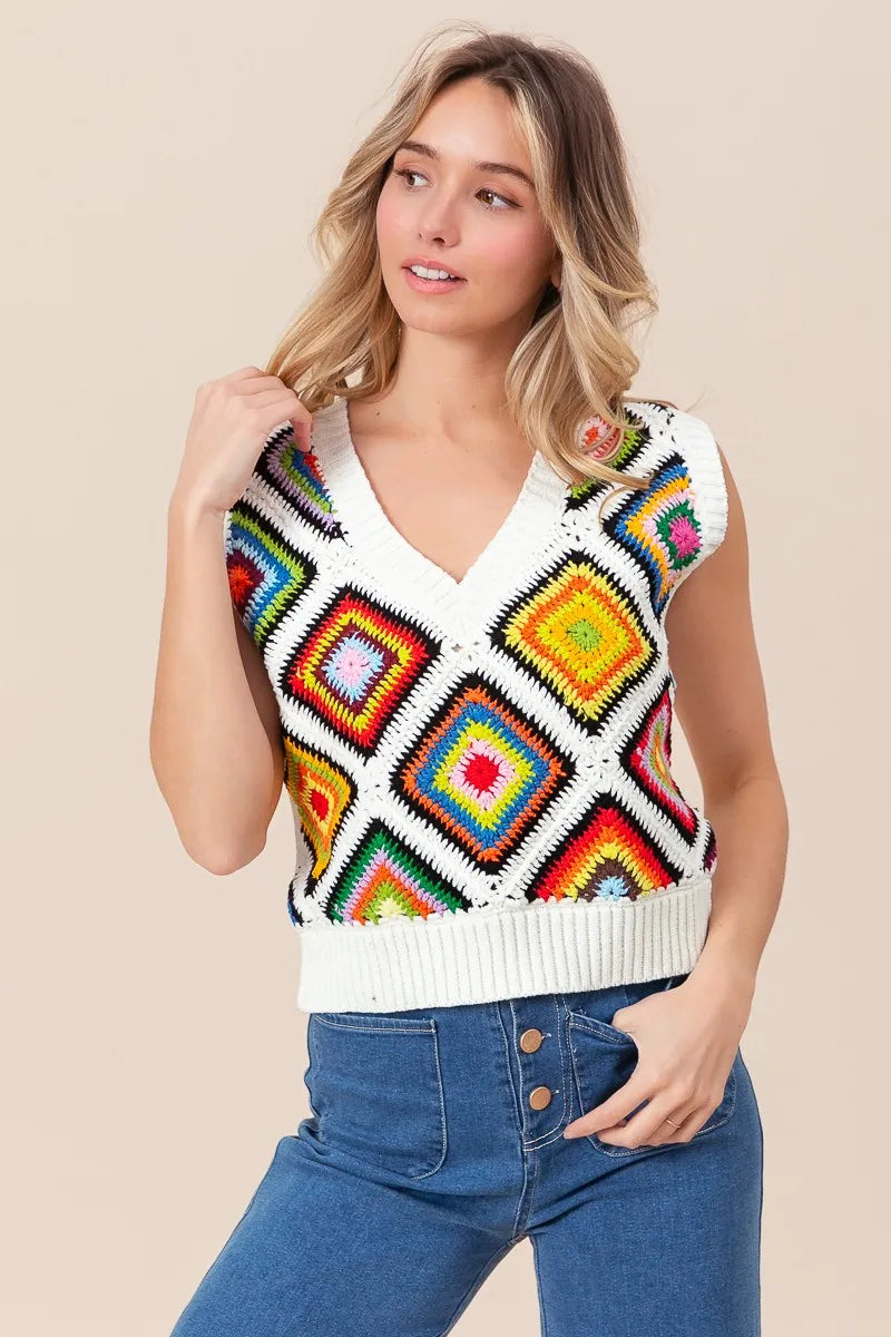 Diamond Granny Square Sweater Vest