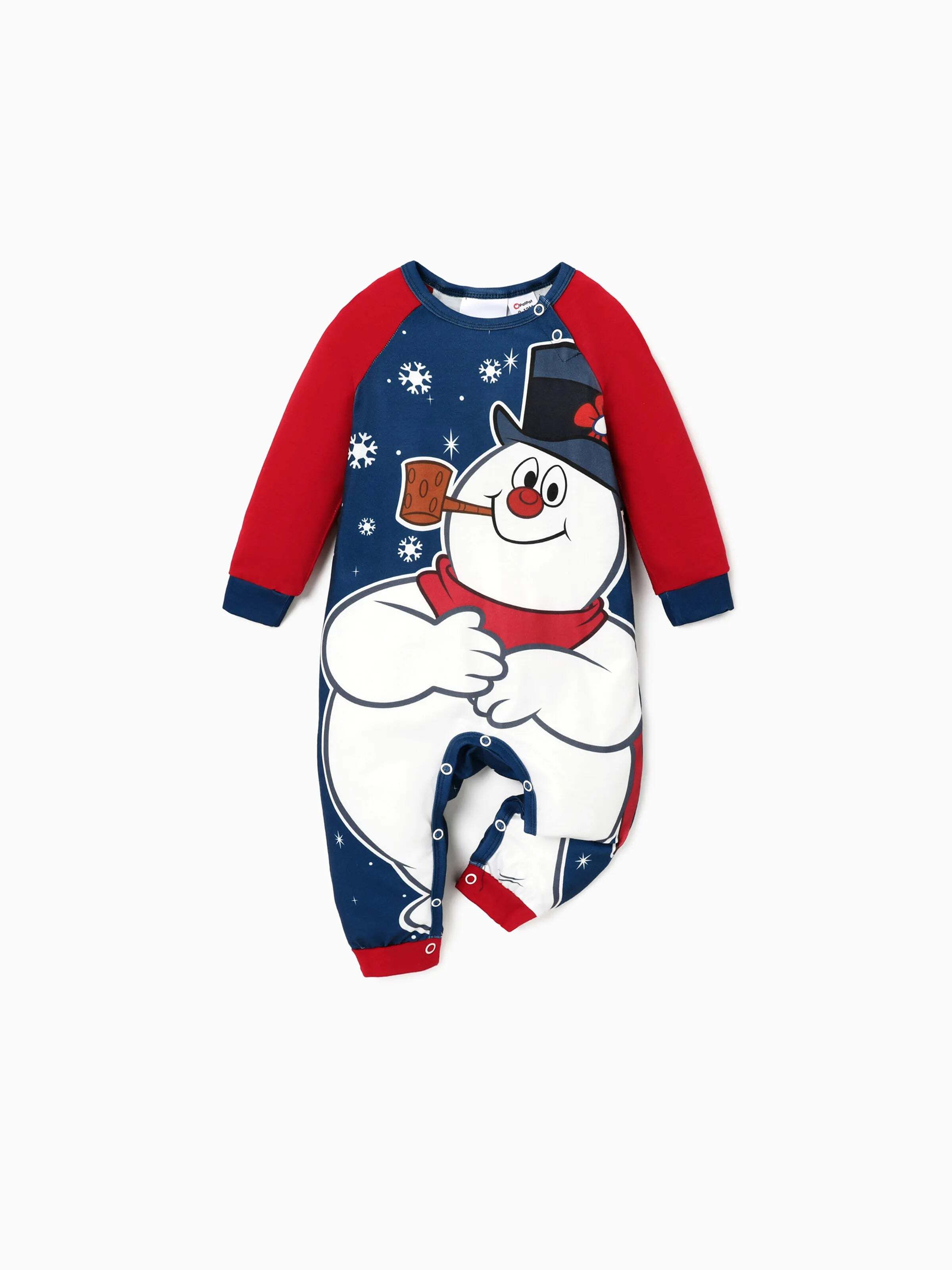 Frosty The Snowman Christmas Family Matching Color-block Pajamas Sets with Christmas Socks