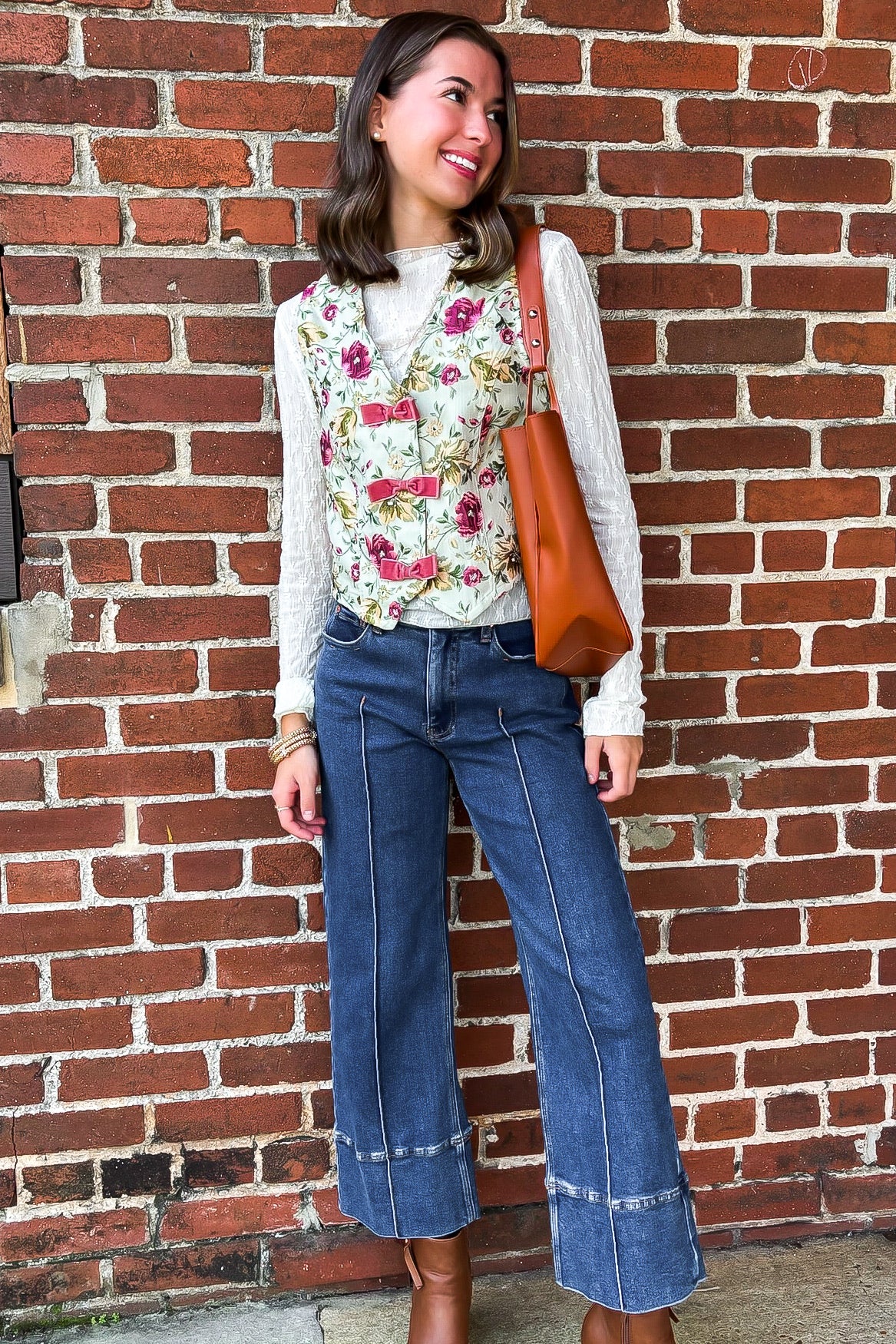 Garden Floral Jacquard Bow Vest