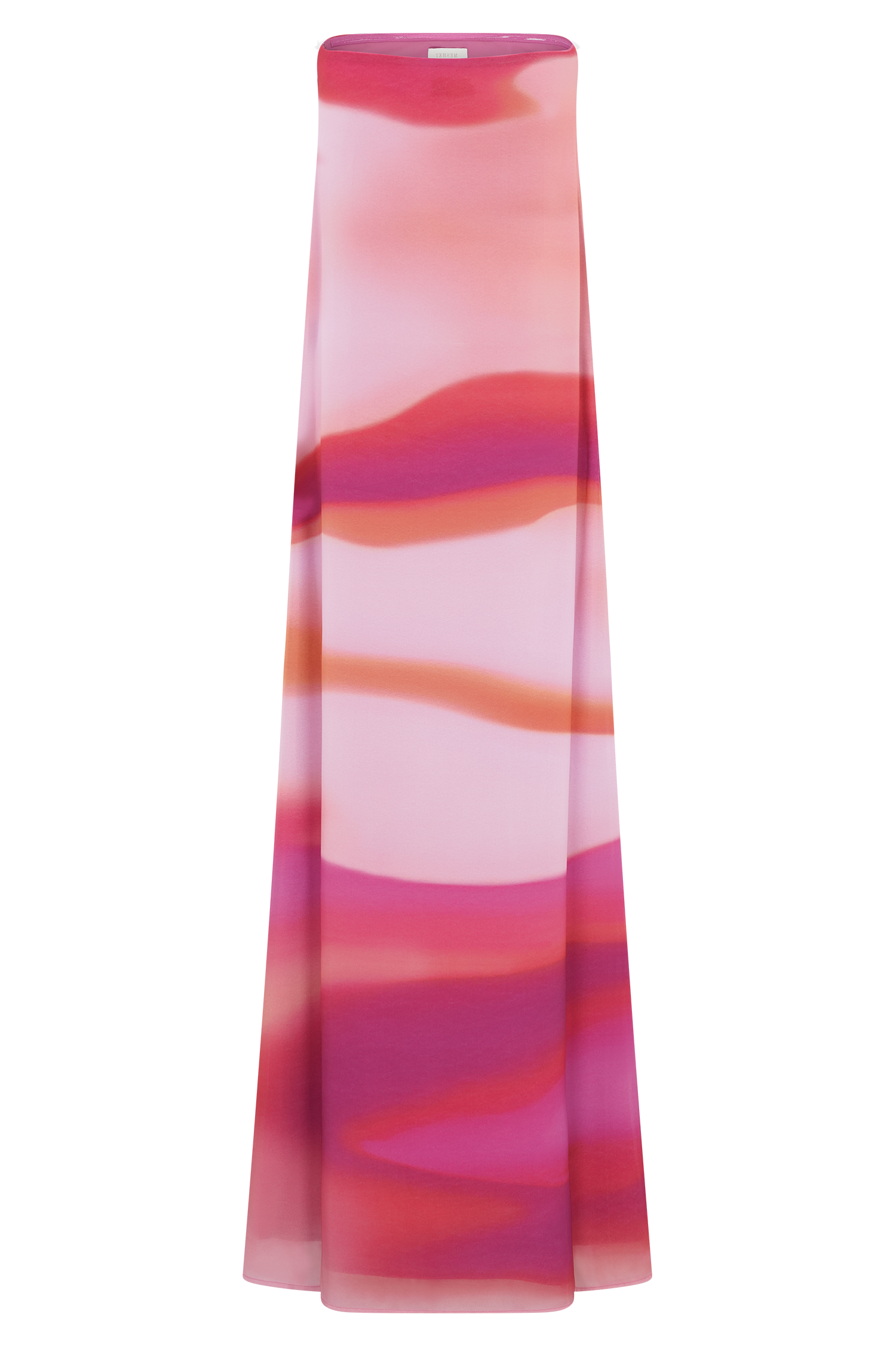 Print Strapless Chiffon Maxi Dress