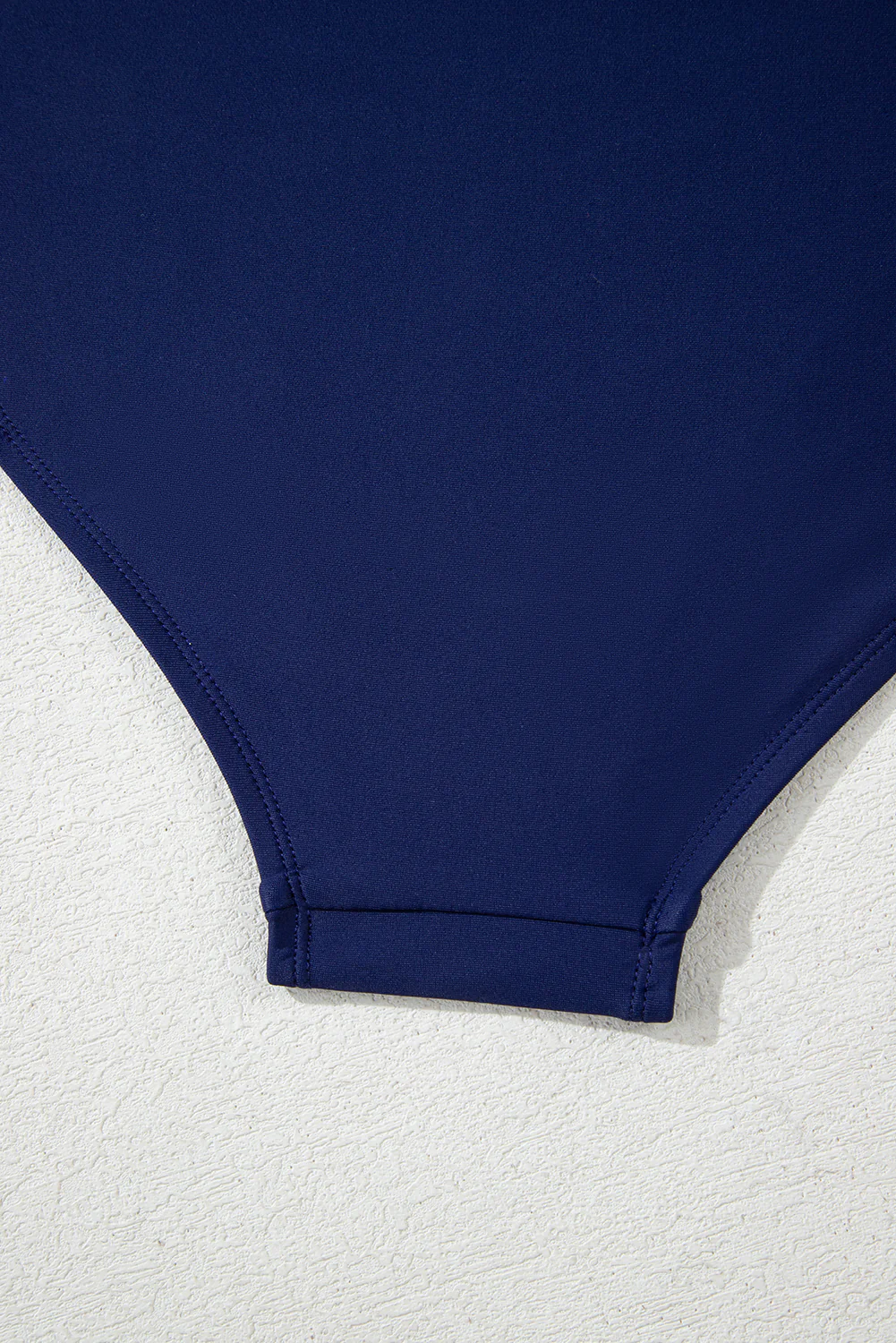 Navy Blue Abstract Print Frilled Trim Spaghetti Straps Tankini Set