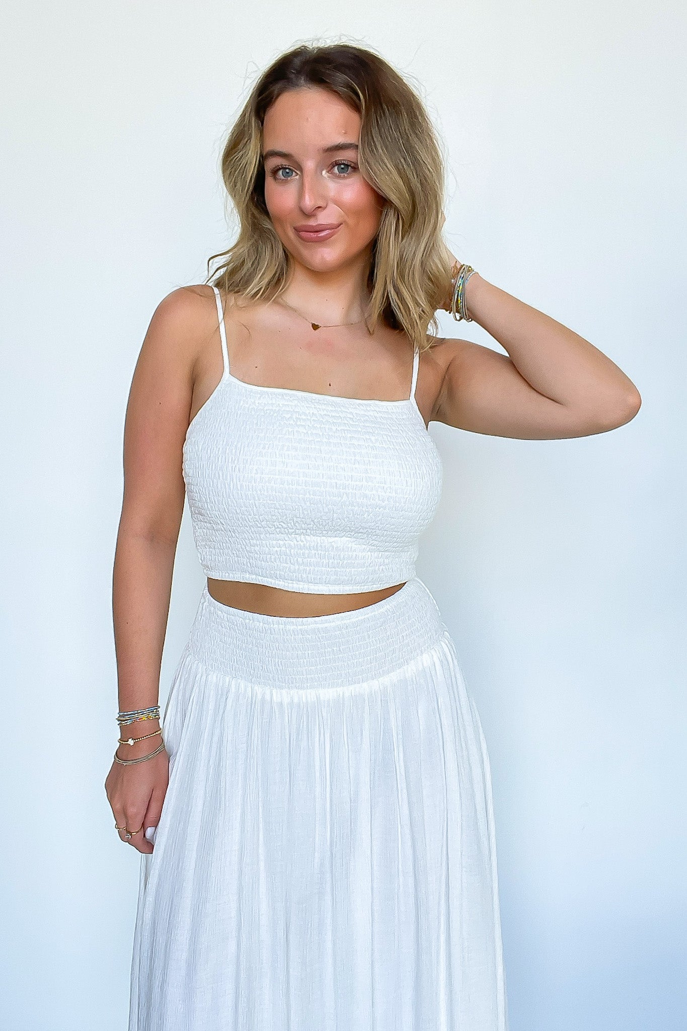 Smocked Waist Maxi Top and Skirt Set