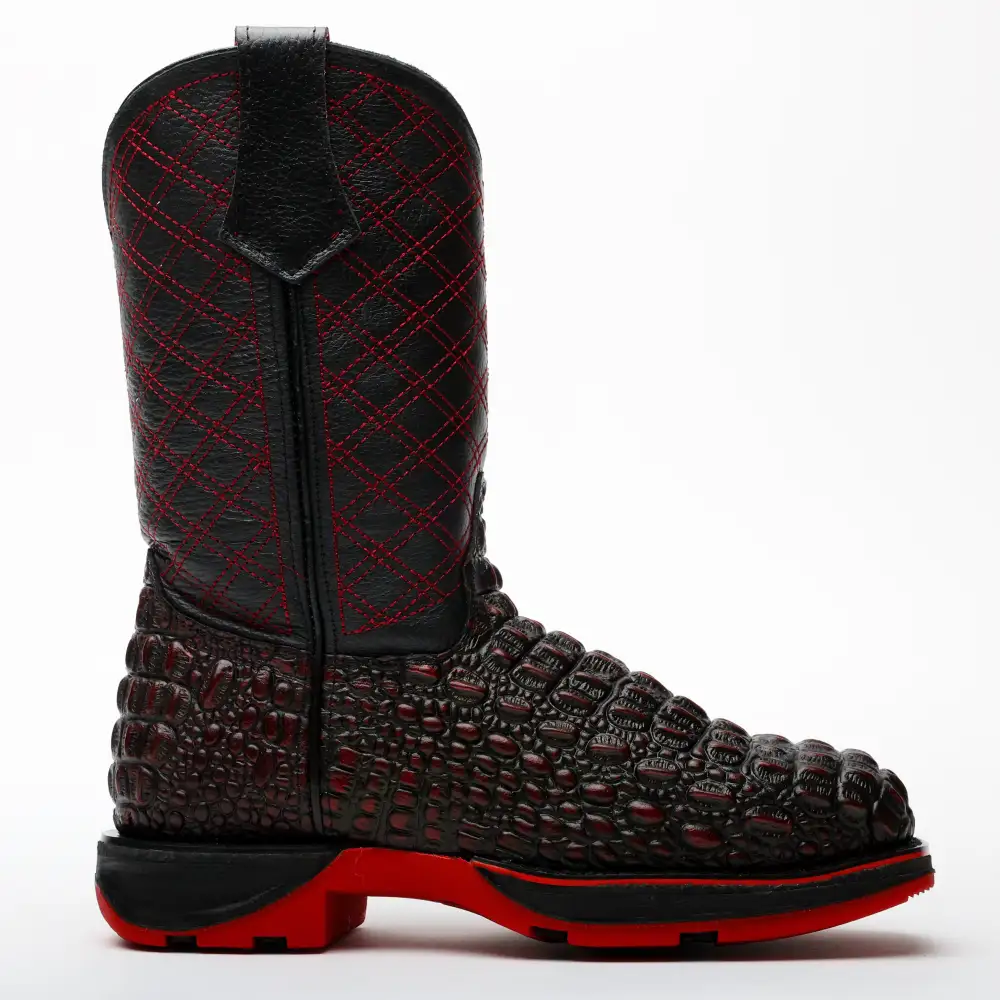 Black Cherry Caiman Hornback Leather Boots With 3D Lightweight Sole - Composite Toe