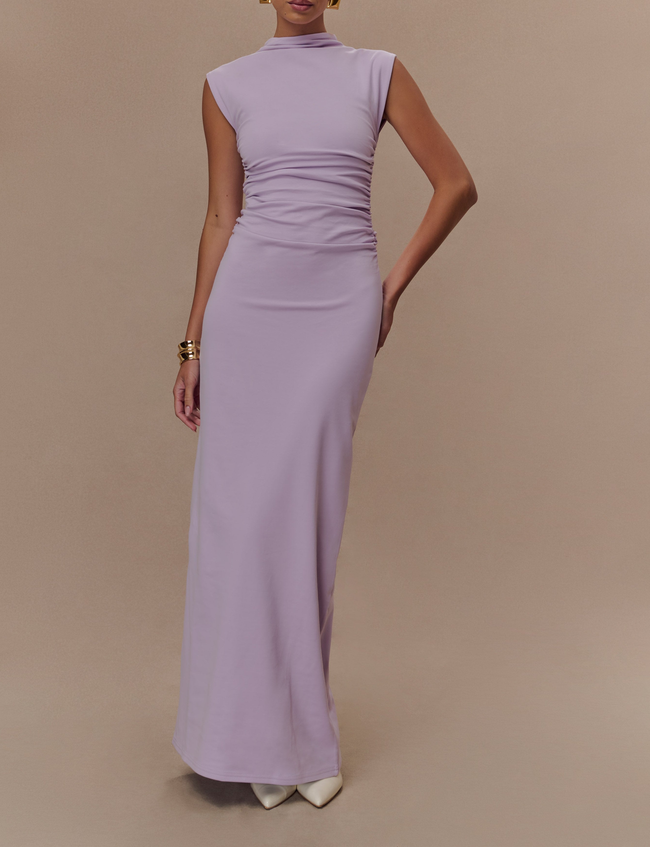 Lilac High Neck Sleeveless Maxi Dress