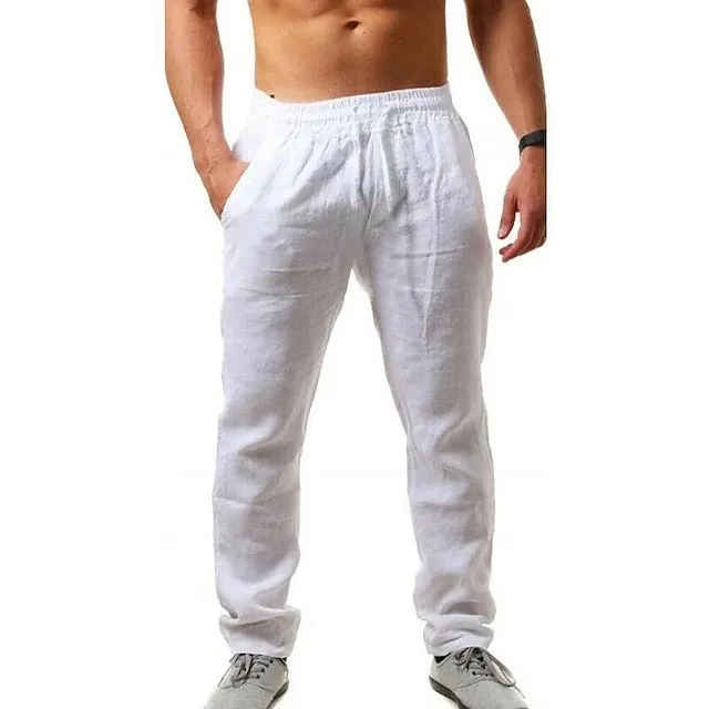 Men's Slim Fit Micro-Elastic Linen Trousers