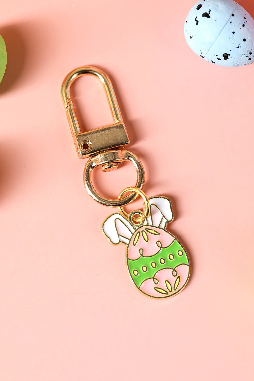 Pink Easter Egg Plated Alloy Keychain