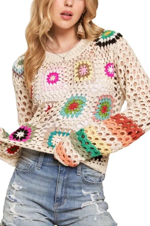 Lightweight Multi Color Crochet Top