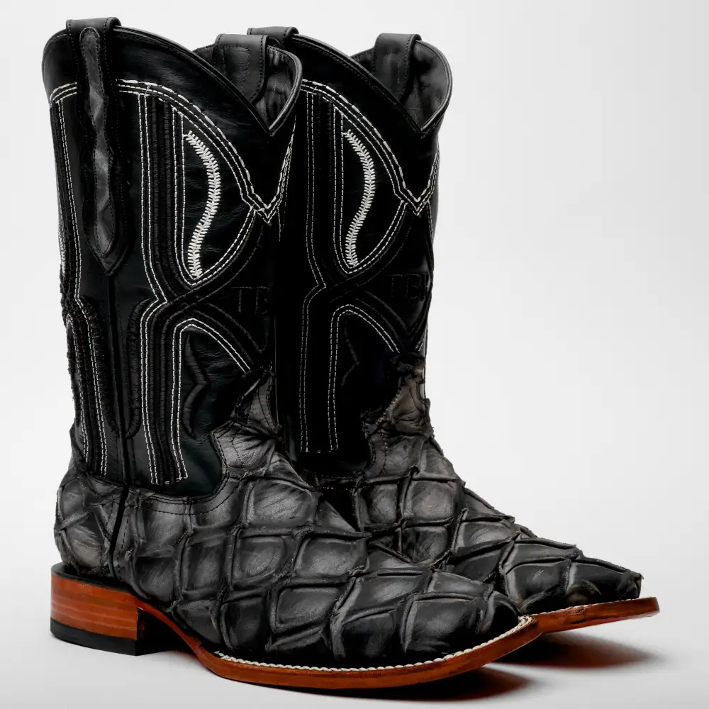 Matte Rustic Eclipse Pirarucu Leather Boots - Square Toe