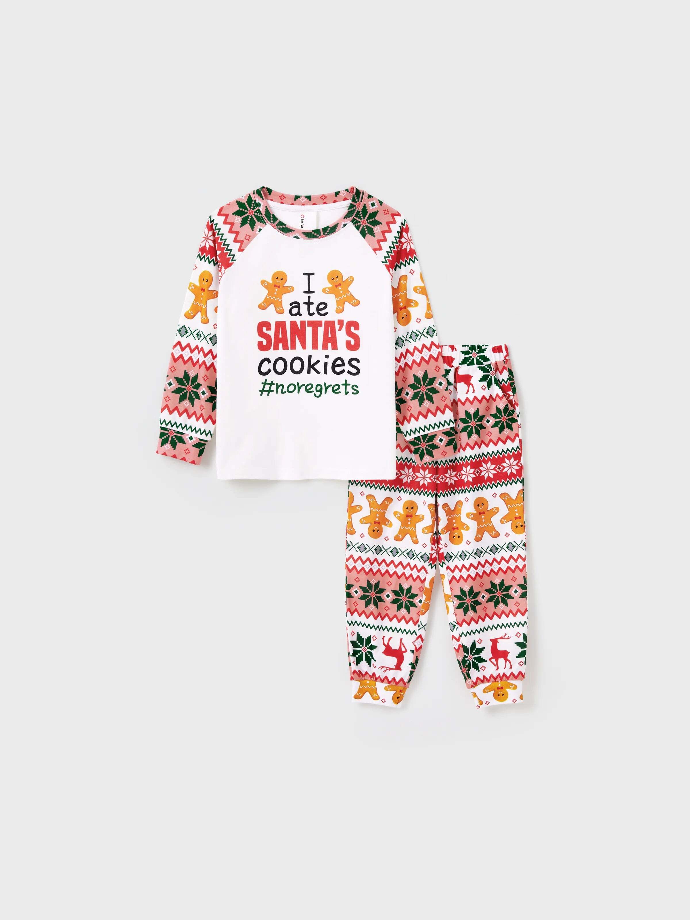Christmas Pajamas Family Matching Santa's Cookies Gingerbread Man Pattern Pajamas Sets with Christmas Socks MultiColour