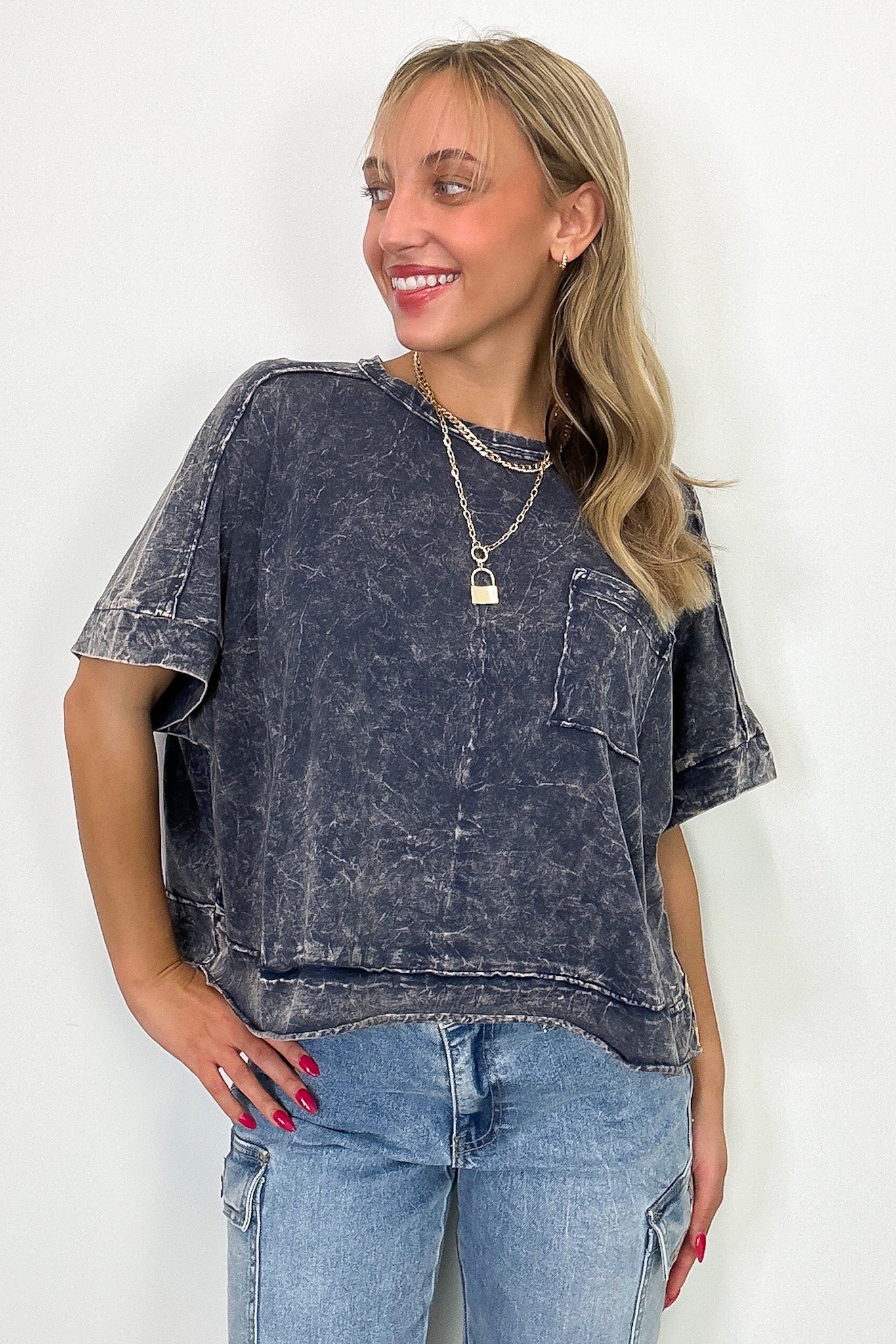 Vivid Aura Mineral Wash Oversized Tee