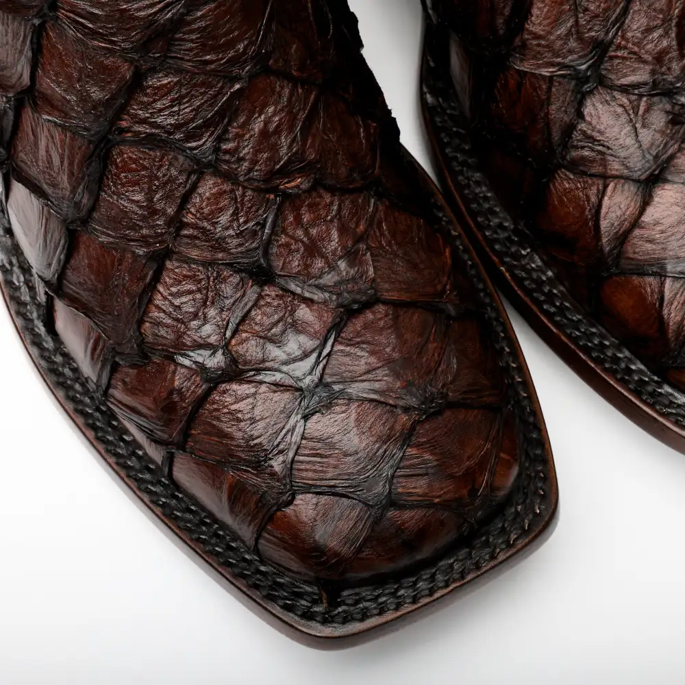 AUTHENTIC Brown Pirarucu Boots - Square Toe