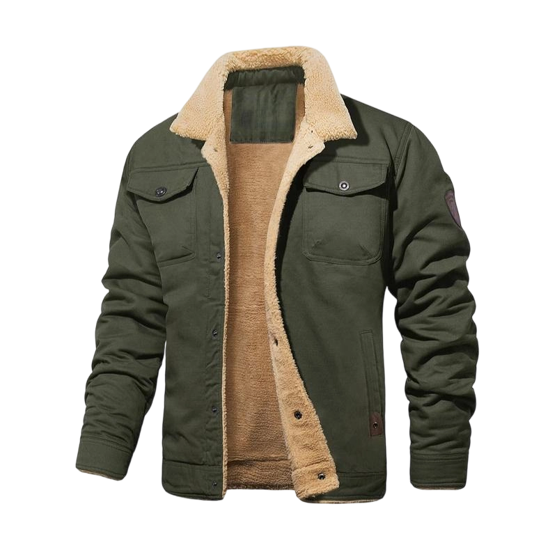 Men's Sherpa Lined Winter Trucker Jacket Warm Multi Pocket Casual Jacket