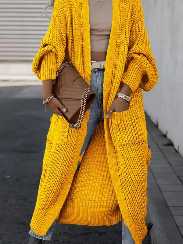 Women's Long Knit Cardigan with Pockets