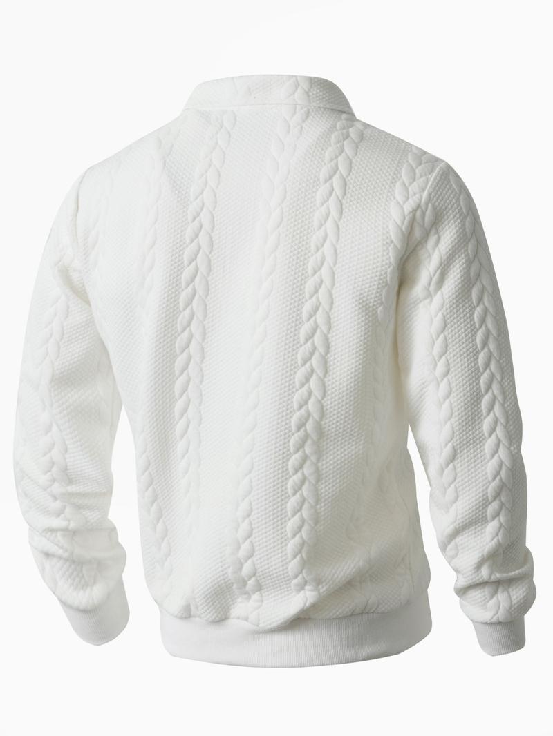 Men’s Knit Polo Neck Long Sleeve Sweatshirt – Fall & Winter Essential