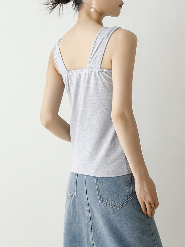 Casual Simple 6 Colors Square-Neck Sleeveless Vest