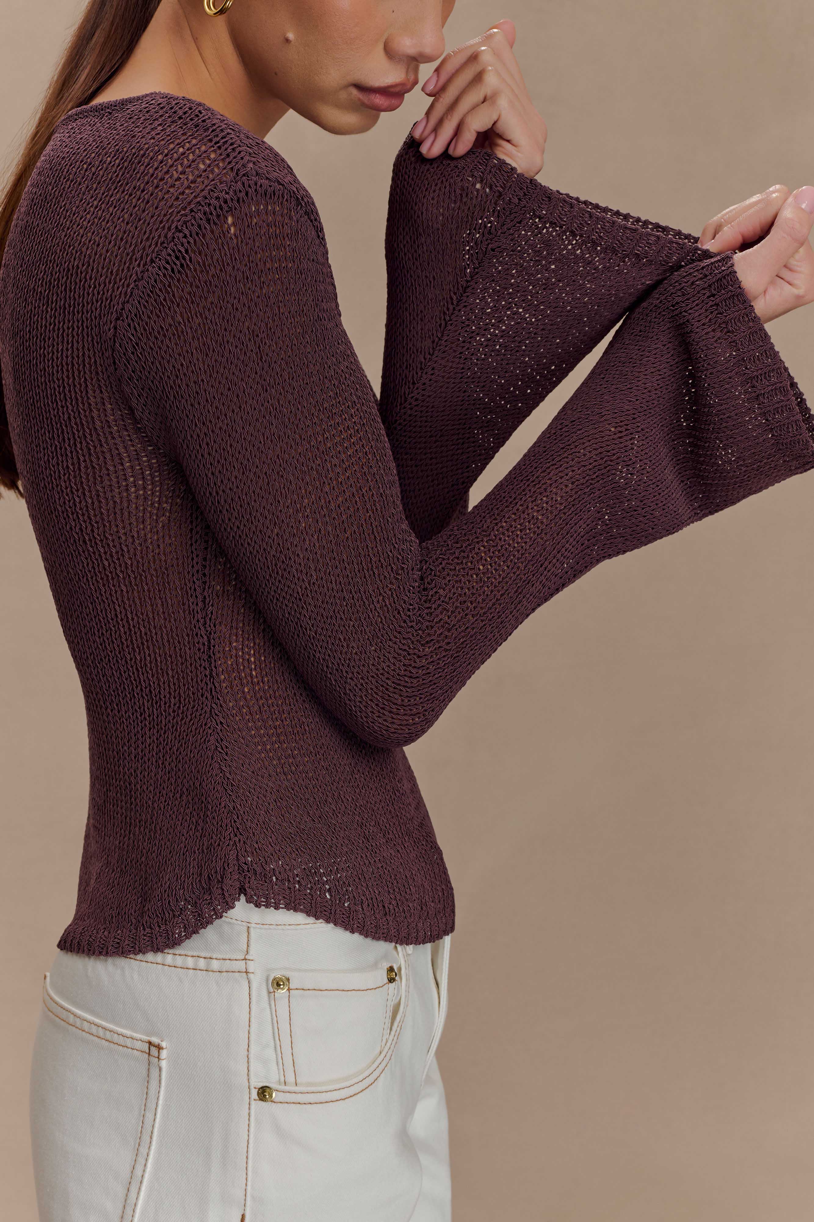 Chocolate Long Sleeve Knit Top