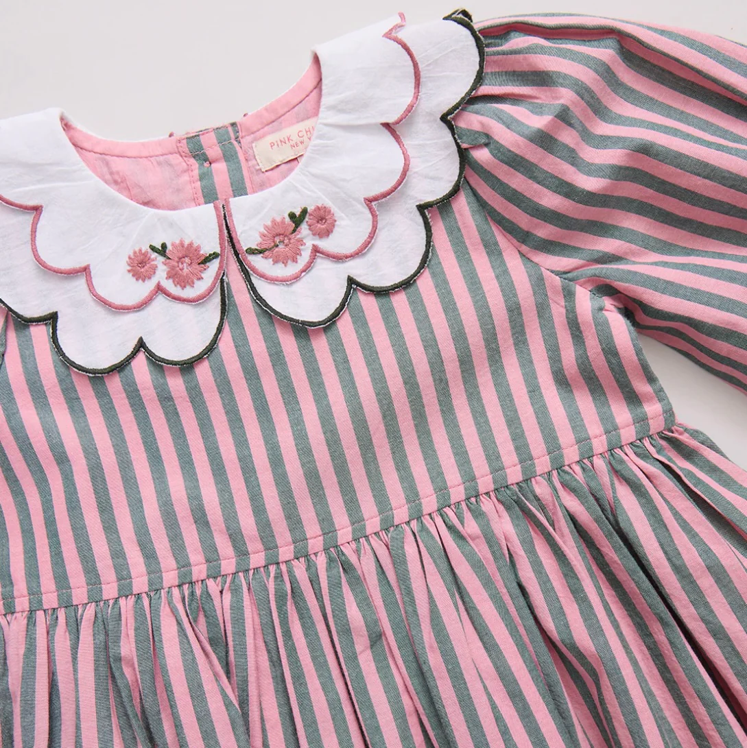 Darcy Dress Pink & Green Stripe