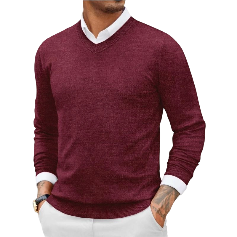 Fall Outfits 2-Pack Knitted Ribbed V-neck Casual Jumper Knitwear Classic Fabric Fashion Menswear Shirt Soft Sweater Office