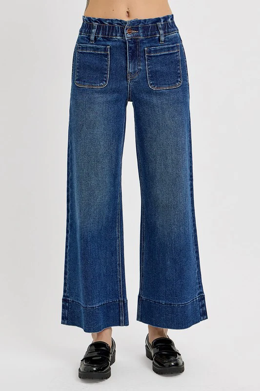 Elastic Band Wide Leg Jeans