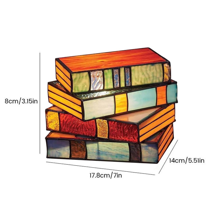Stained Glass Stacked Books Lamp
