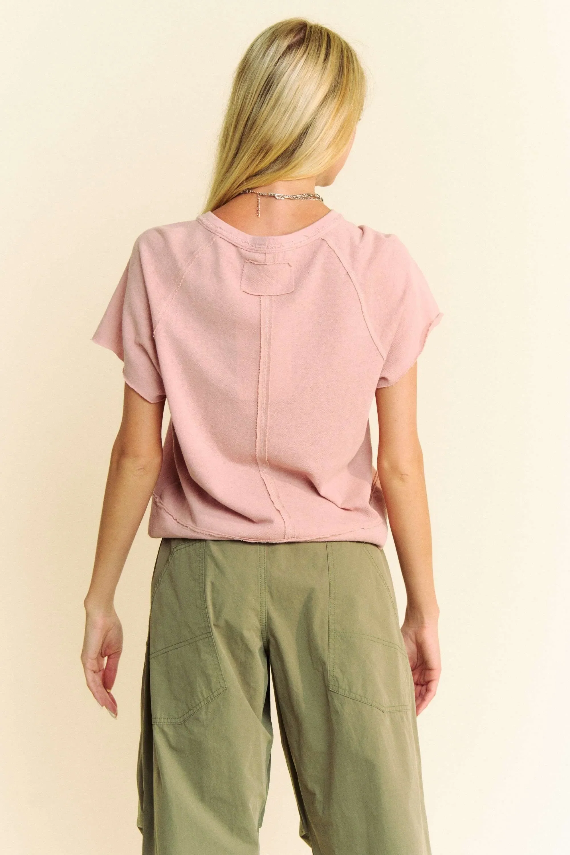Breezy Knit Fabric Short Sleeve T-shirt Top