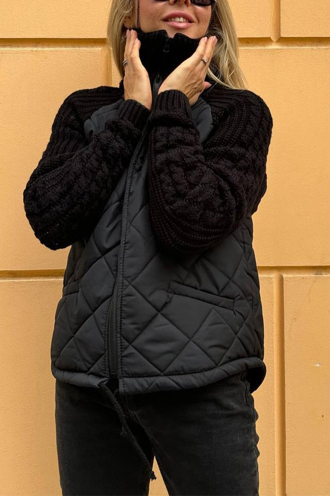 Women's Stylish Knitted Splicing Casual Jacket