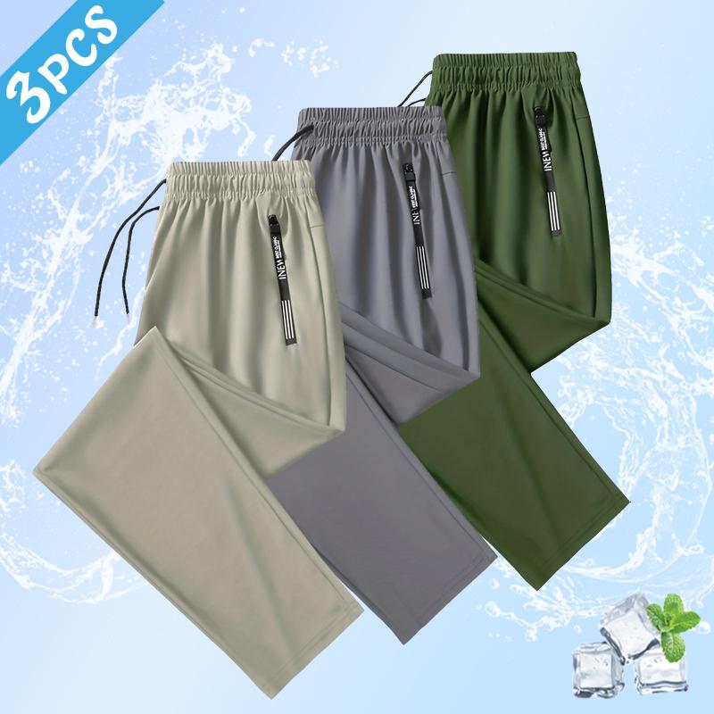 Men's Simple & Stylish Casual Pants - Drawstring Waistband, Zippered Pockets