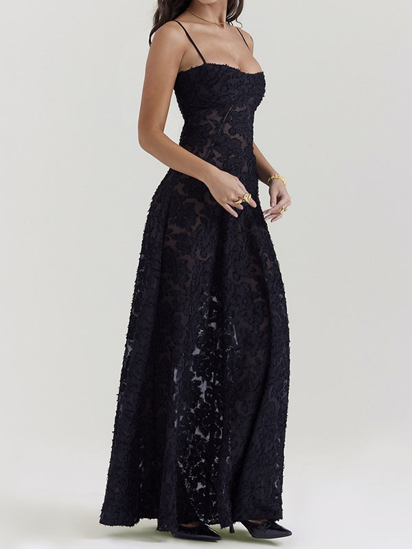 Flower Printed Sleeveless Spaghetti Neck Vacation Maxi Dresses