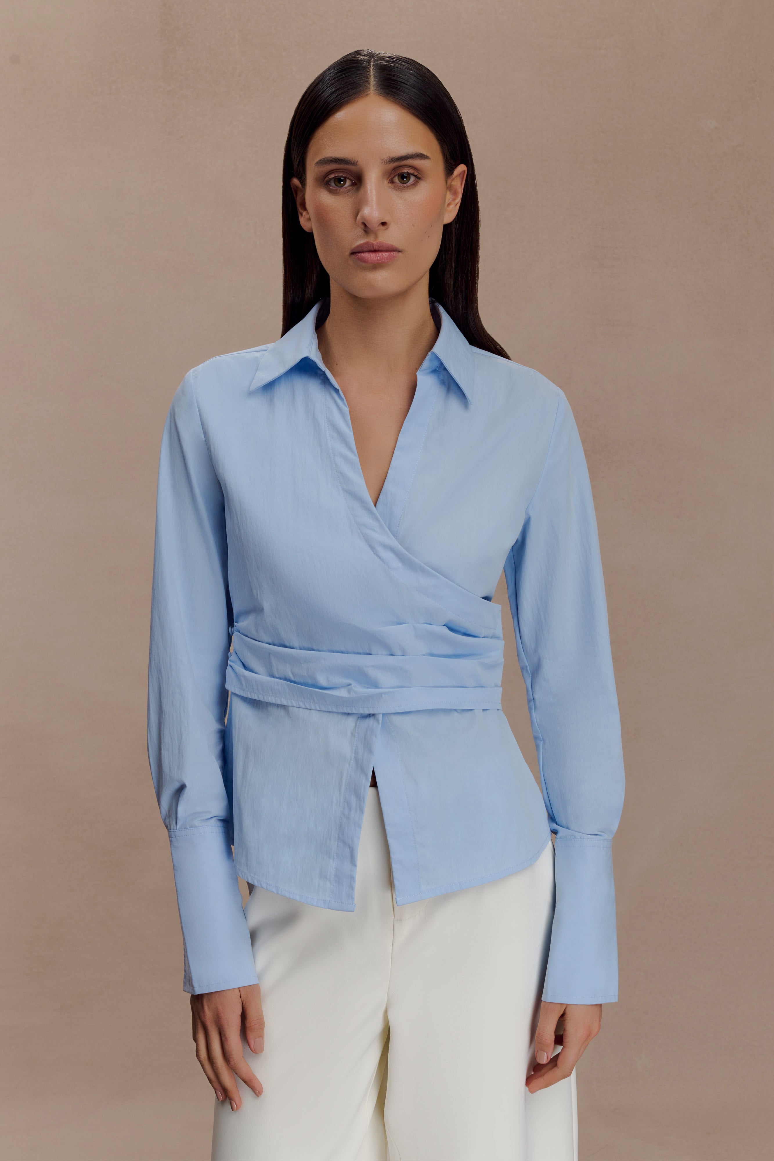 Blue Wrap Cotton Shirt