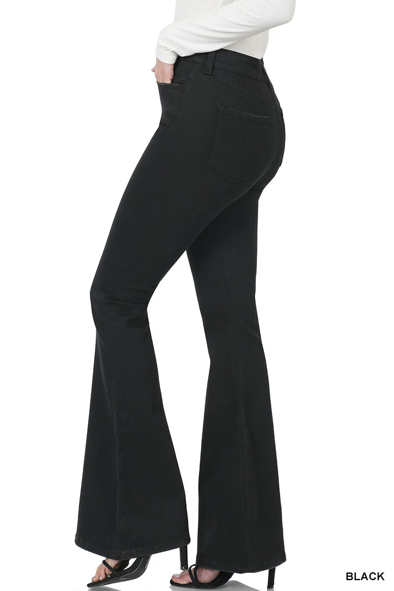 High-Rise Flare Jeans in Black