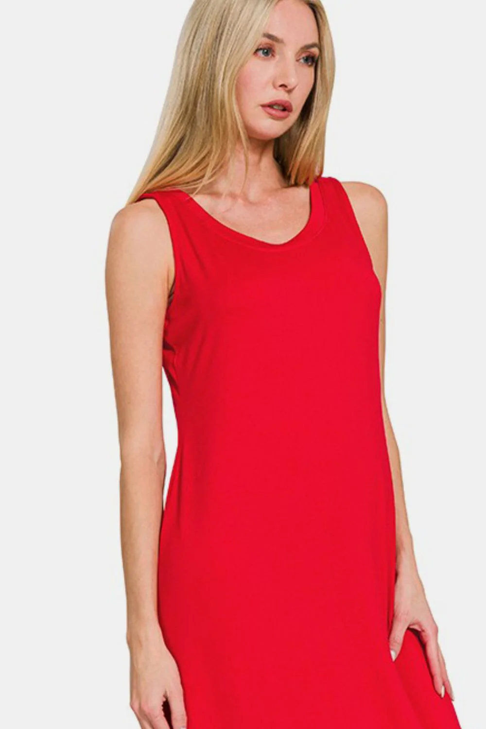 Scoop Neck Wide Strap Tank Dress