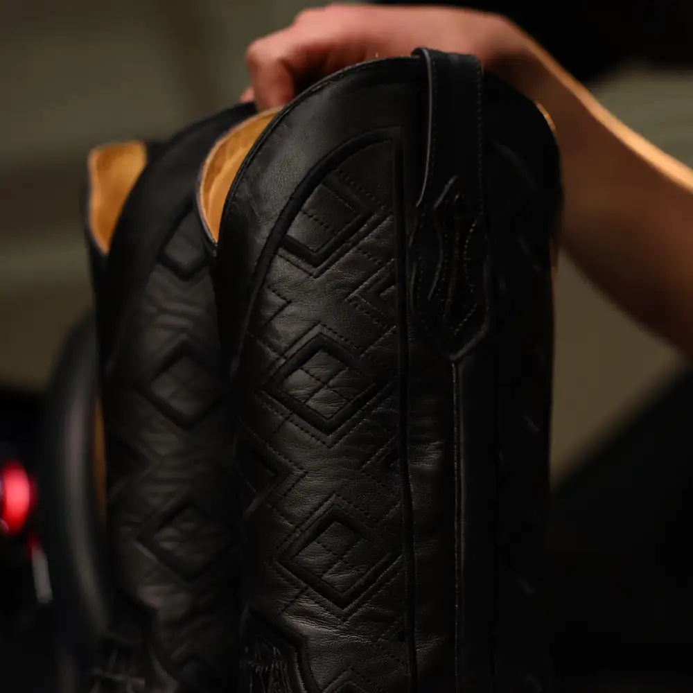 Black American Gator Belly Leather Boots - Square Toe