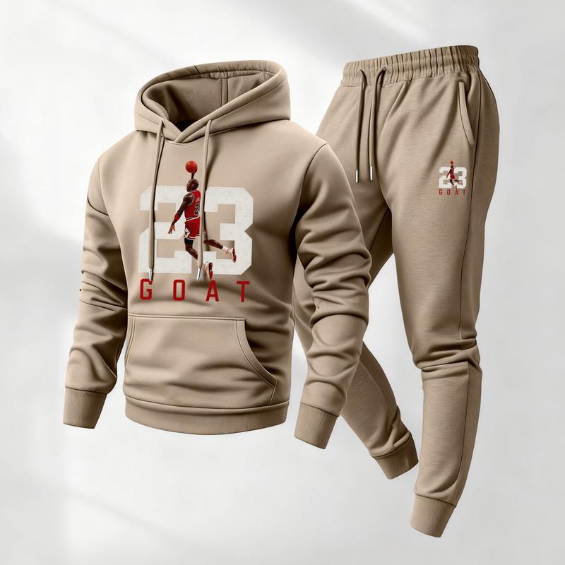 Goat Print Hoodie & Sweatpants Set - Unisex Athletic Lounge Set for Fall & Winter