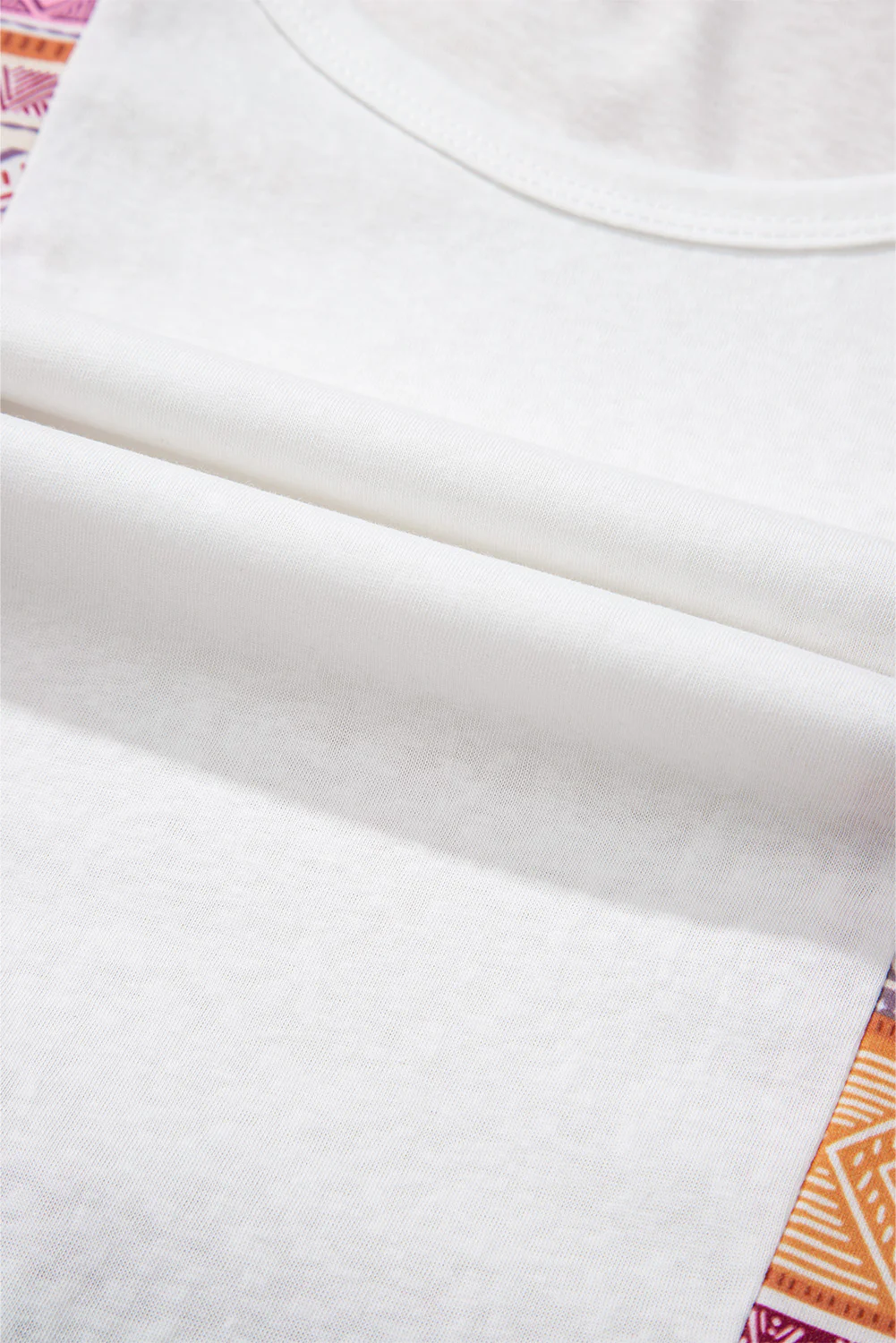 Western Aztec Print Patchwork Ruffled Tunic Long Sleeve Babydoll Top