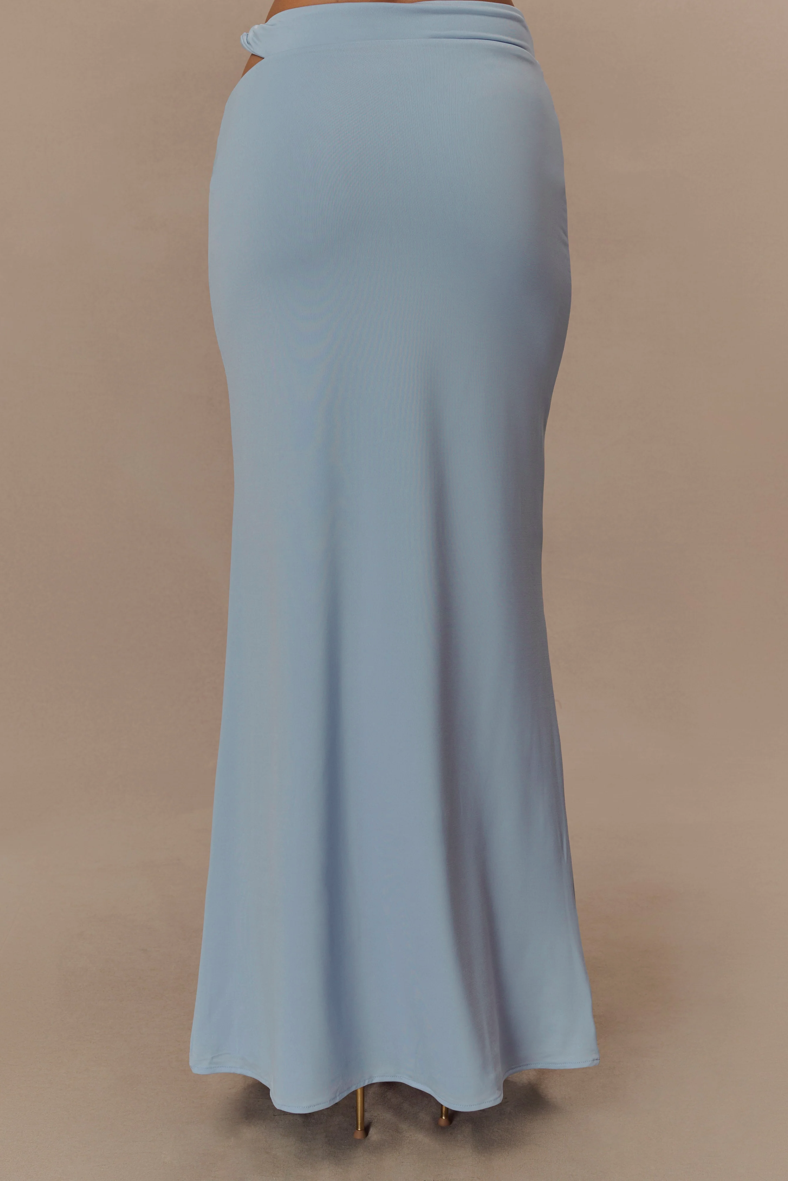 Blue Slinky Twist Midi Skirt