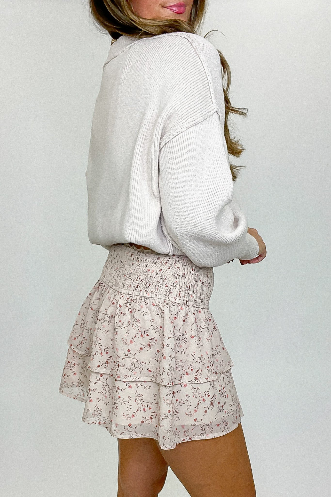 Petal Cascade Floral Ruffle Tiered Skirt