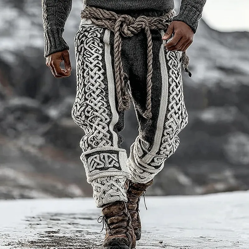 Men's Viking Tribal Celtic Pattern Art Knit Pants