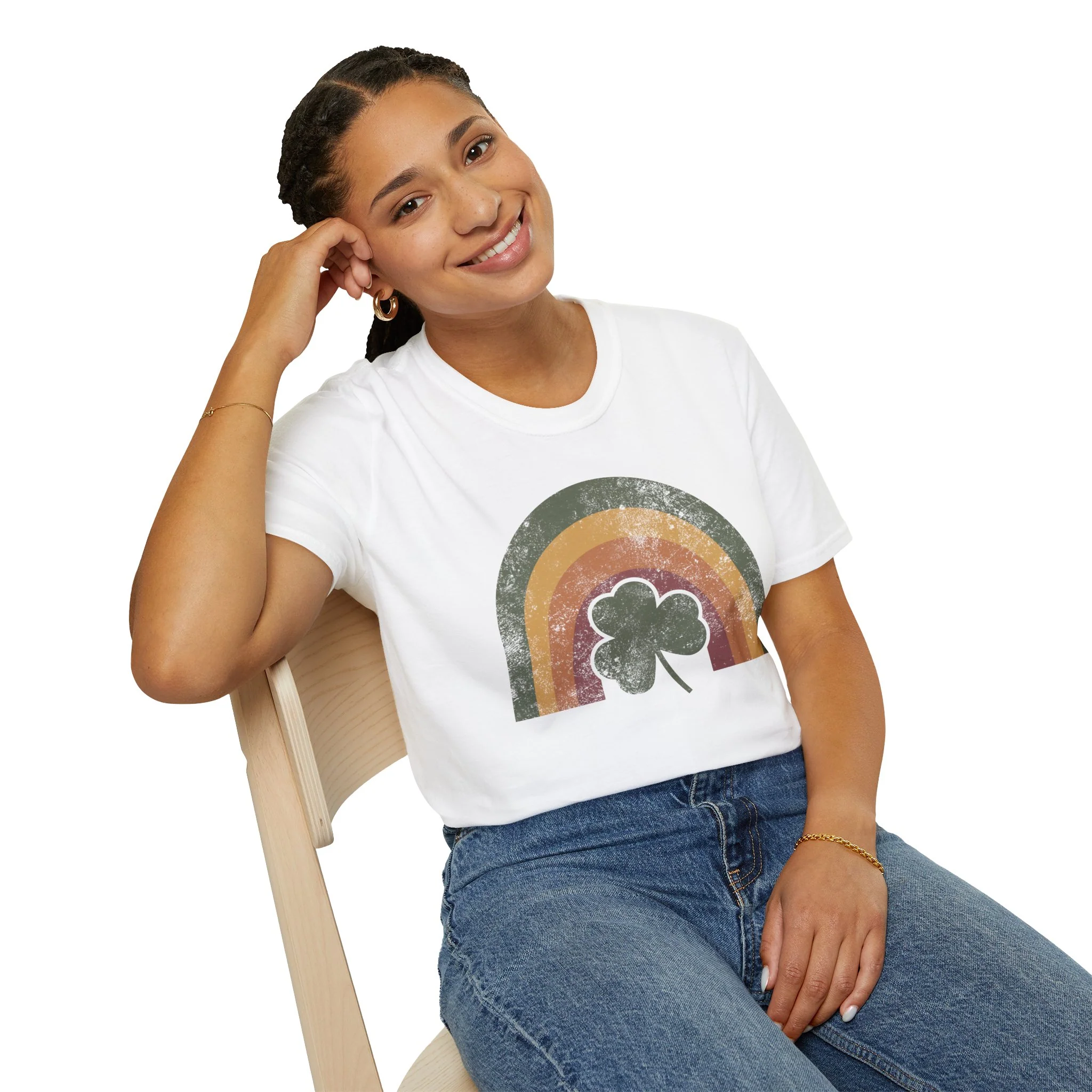 Rainbow Shamrock Unisex Softstyle T-Shirt