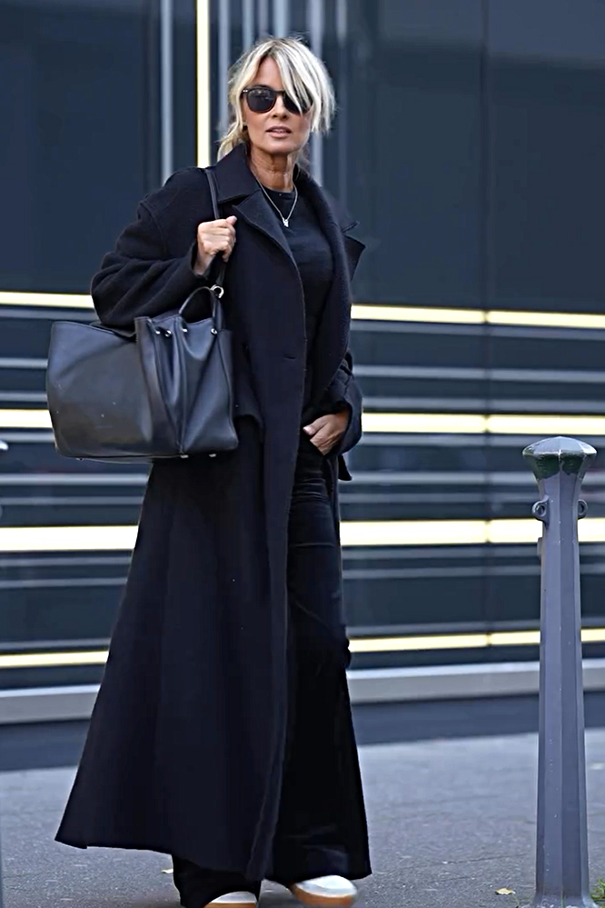 Solid color lapel casual long coat