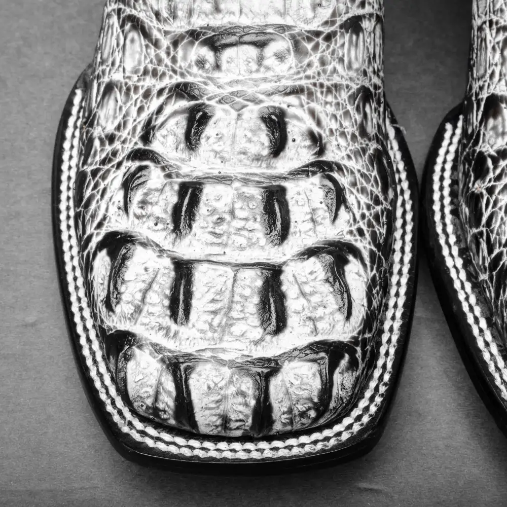 Eclipse Caiman Neck Leather Boots - Square Toe