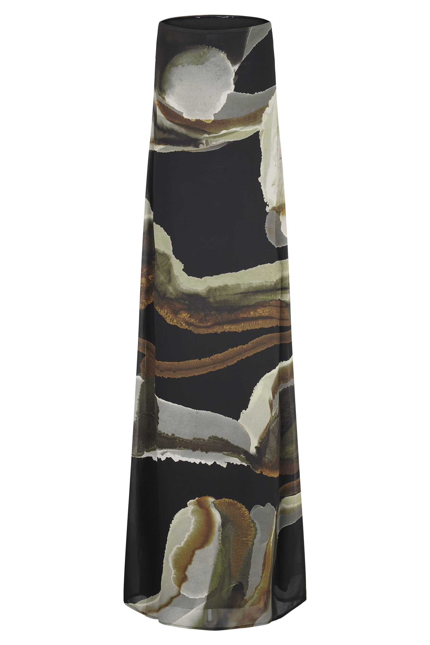 Print Strapless Chiffon Maxi Dress