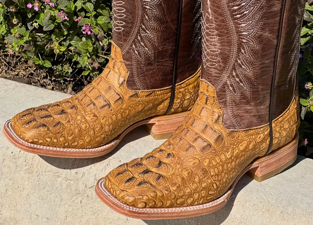 Men’s Honey Crocodile Leather Boots With Blue Shaft