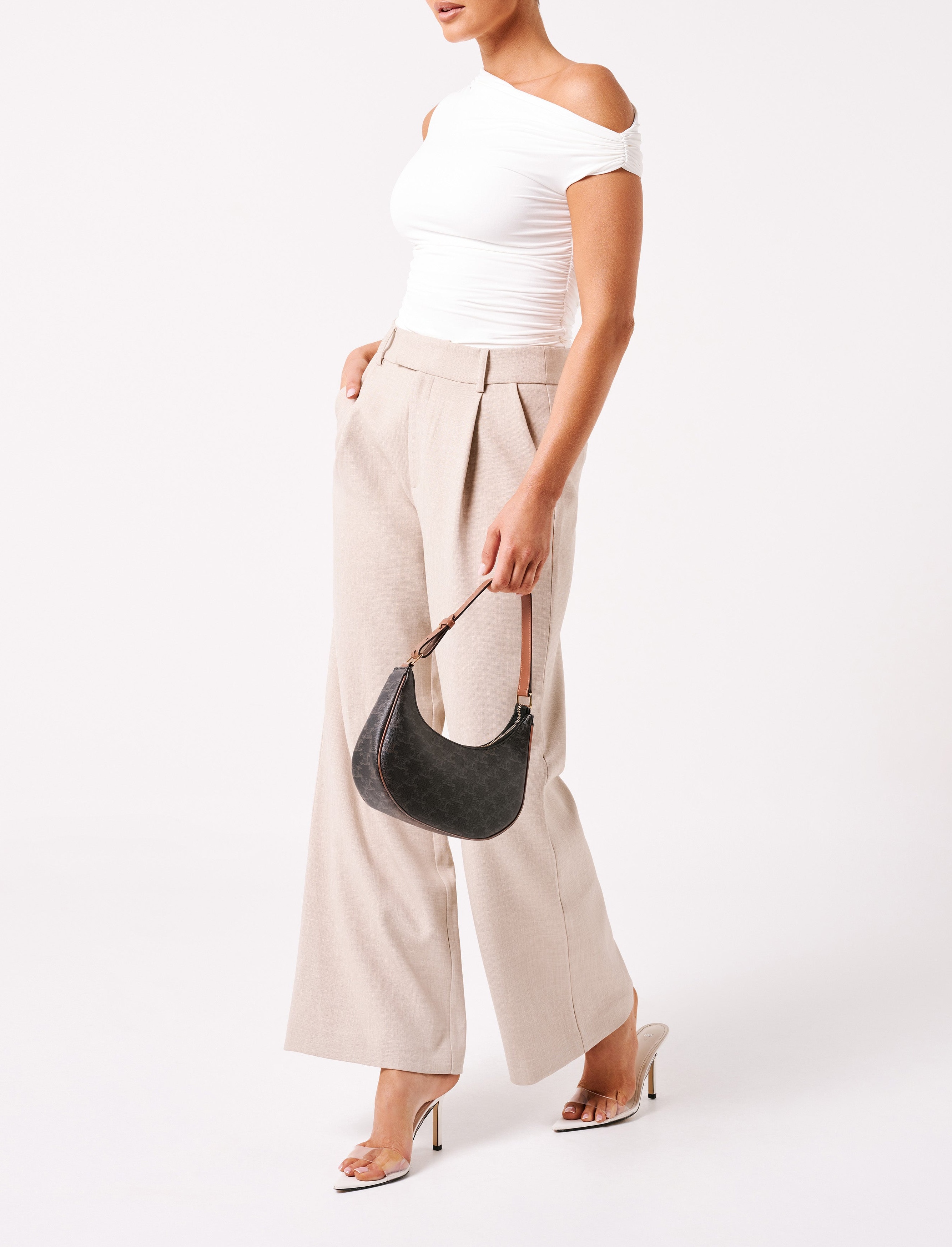 White Recycled Nylon Ruched Top